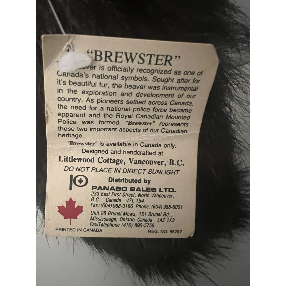 VTG Littlewood Cottage‎ Brewster Canadian Mounted Police Plush Beaver Canada NWT